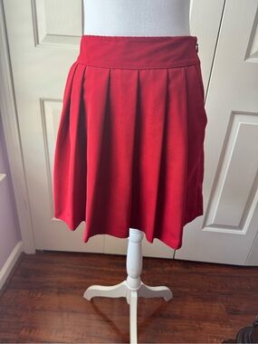 Ann Taylor Red Pleated Skater Skirt